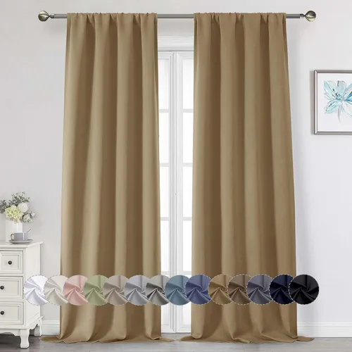 Vista 70 de Cortinas opacas para dormitorio, sala de estar, juego de 2 paneles de 54 pulgadas de largo, cortinas de oscurecimiento de habitación con aislamiento