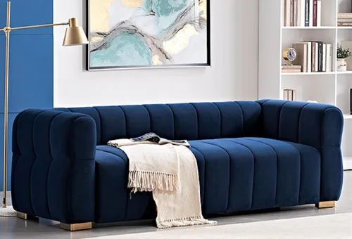Vista 18 de Sofá de asiento profundo moderno de 3 plazas con patas de madera de abedul, sofá de cuero de 80.25 pulgadas, sofá tapizado suave para sala de estar