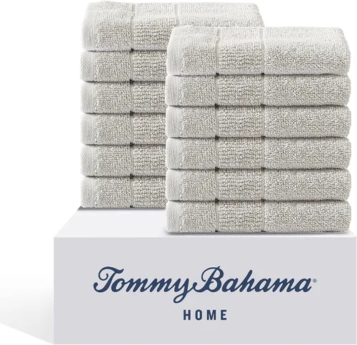 Vista 22 de Tommy Bahama - Toallas de baño, 100% algodón suave y absorbente, resistentes a la decoloración y a la decoloración, toallas de baño de peso medio