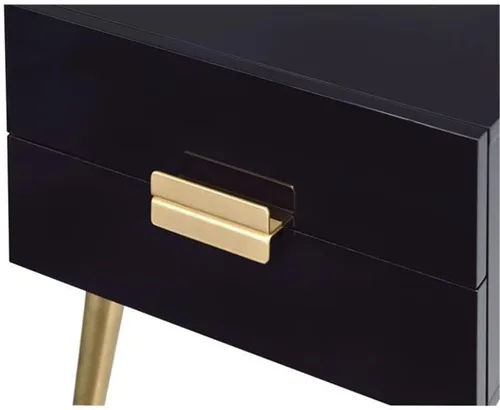 Vista 4 de Acme Mesa auxiliar rectangular de madera Denvor en negro y dorado