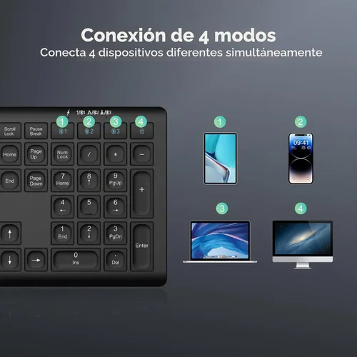 Vista 2 de TECKNET Bluetooth Keyboard Rechargeable Ultra-Slim Full Size Negro