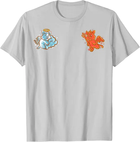 Vista 49 de Camiseta de gato ángel y diablo sentado en tu hombro Nerd Kitten, Negro