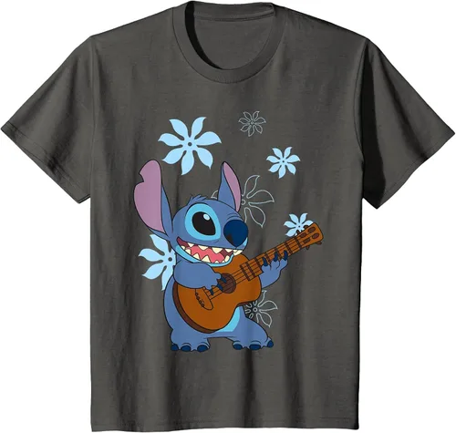 Vista 13 de Camiseta de danza floral Lilo & Stitch con ukelele para niñas Gris asfalto