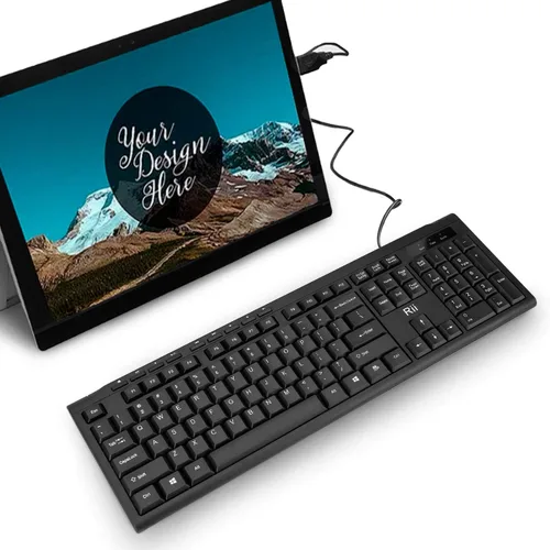 Vista 2 de Rii RK907 Teclado compacto ultrafino USB con cable para Mac y PC, Windows 10/8/7/Vista/XP (negro) (2 piezas)