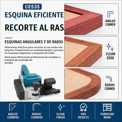 Vista 4 de Virutex CE53S Cepilladora de bordes para carpintería, cepilladora de bandas de borde empotrado, máquina profesional con base de soporte ajustable