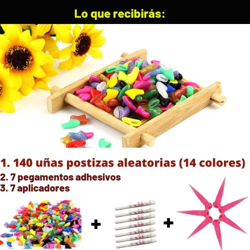 Vista 7 de VICTHY 140 tapas de uñas de gato (14 colores), cubiertas de garra de gato, cubiertas de uñas de gato con adhesivos y aplicadores (extra pequeño)
