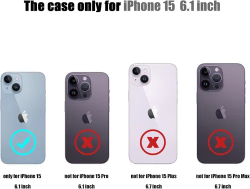 Vista 7 de Nvollnoe Compatible con iPhone 15 Funda con ranura para tarjetas, resistente, protectora de doble capa, a prueba de golpes, ranura oculta