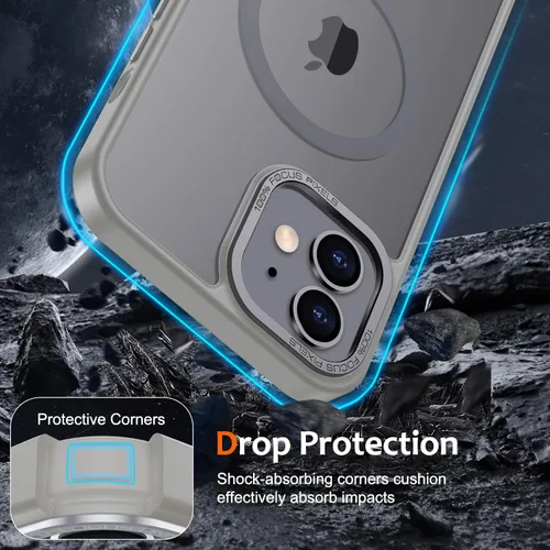 Vista 433 de Anuck - Funda magnética para iPhone 11 compatible con MagSafe, carcasa trasera mate translúcida dura, borde de TPU, delgada, resistente a impactos