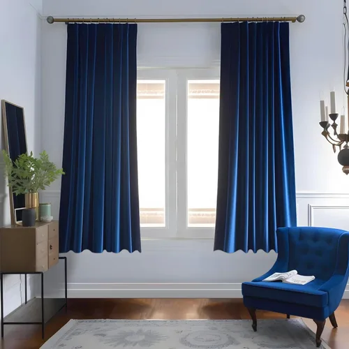 Vista 41 de Cortinas opacas de terciopelo negro para sala de estar, 52 pulgadas de ancho x 63 pulgadas de largo, cortinas opacas de lujo para dormitorio