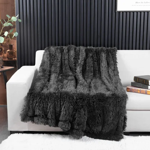 Vista 47 de YUSOKI manta de piel sintética extrasuave con pelos largos, transpirable, de 50 x 60 pulgadas, mullida, acogedora y cómoda, de microfibra de lujo