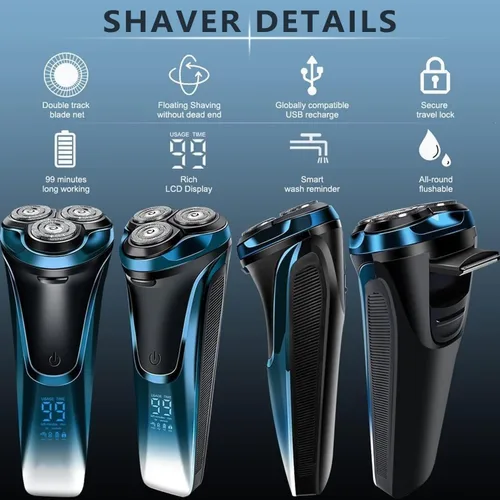 Vista 5 de Snapbuy - Maquinilla de afeitar eléctrica para hombres, Snapbuy Pro of Father, afeitadora giratoria de cabeza flotante 4D, afeitadora eléctrica C