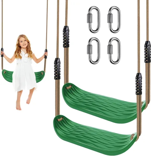 Vista 8 de BeneLabel Asiento de columpio resistente con cuerda ajustable, asientos de columpio de plástico para niños, asiento de columpio negro de repuesto