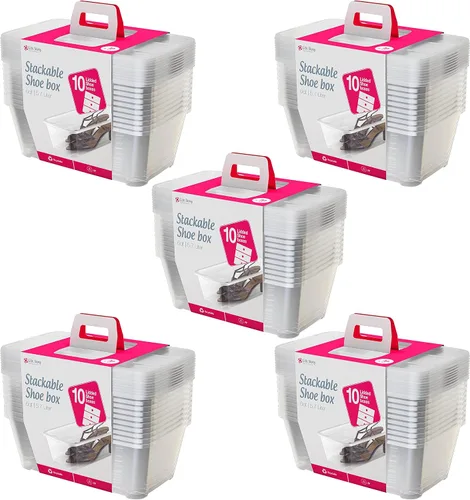 Vista 11 de Life Story Paquete de 10 cajas de almacenamiento de plástico, organizador de zapatos apilable, contenedores con tapa, 6 litros - Cajas