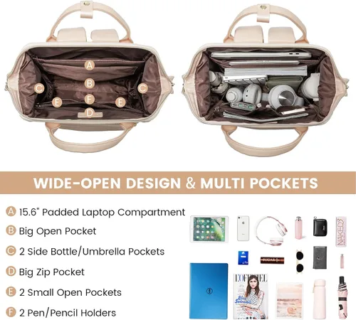 Vista 2 de LOVEVOOK - Mochila para laptop para mujer, mochila de moda para mujer.., 15,6 pulg.