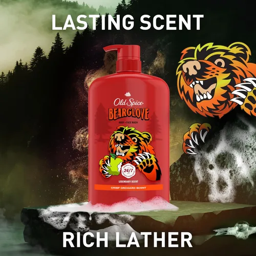 Vista 7 de Old Spice Jabón corporal limpiador para hombres, 3X Defense, 24/7 ducha fresca con aroma duradero, 2 en 1 para cuerpo y cara, Bearglove con aroma