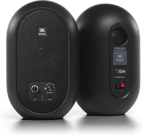 Vista 2 de Monitores de referencia de escritorio compactos JBL Professional 1 Series 104-BT con Bluetooth, negro, vendidos en par, altavoz de 4.5 pulgadas