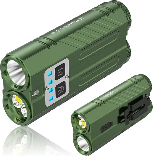Vista 10 de Banral Potente linterna pequeña recargable, 3100 lúmenes altos, linternas tácticas planas, luz de flash de bolsillo compacto para automóvil