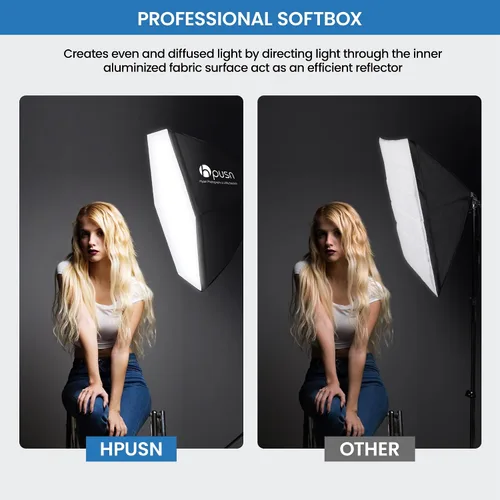 Vista 7 de Softbox Kit de iluminación para fotografía, kit de iluminación Softbox de 30 x 30 pulgadas, 2 bombillas LED E27 Socket 5400K, luz de estudio