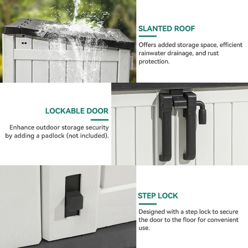 Vista 5 de YITAHOME Cobertizo de herramientas de resina gris claro, 36 pies cúbicos de almacenamiento horizontal impermeable para exteriores, cobertizo