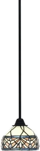Vista 30 de Toltec Lighting Paramount - Mini colgante de 1 luz en acabado negro mate con cristal de arte perla de 7 pulgadas y estilo negro