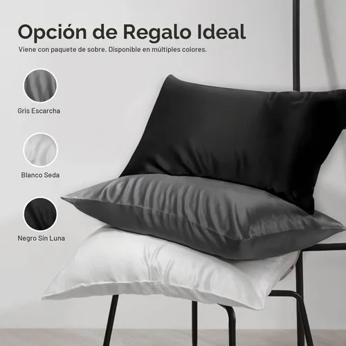 Vista 7 de Juego de 2 fundas de almohada de seda de morera pura, tamaño Queen con cremallera, grado 6A, 19 mommes, 600 hilos, suave, refrescante, agradable al