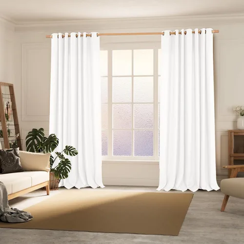 Vista 267 de BGment Cortinas de Lino Beige de 63 Pulgadas de Largo 2 Paneles - Tratamientos para Ventanas con Textura de Arpillera Filtrantes de Luz Cortinas B