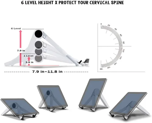 Vista 3 de Soporte portátil ajustable para tableta, soporte ventilado portátil de refrigeración, soporte plegable multifunción, soporte ergonómico