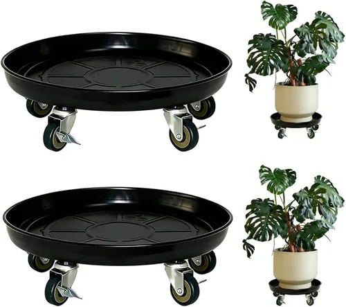Vista 10 de SIAMO Carrito de plantas resistente de 14 pulgadas (capacidad de 400 libras), ruedas giratorias con cerradura antiarañazos, platillo rodante