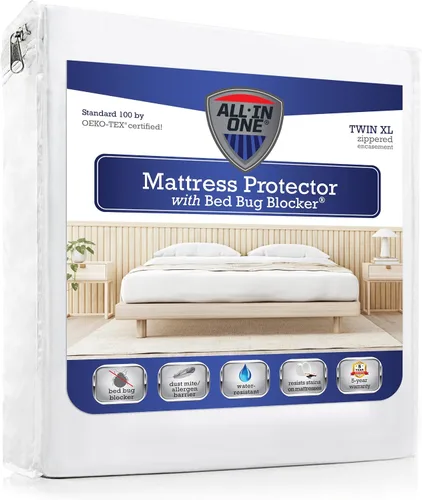 Vista 12 de Protector de colchón todo en uno, funda con cremallera, resistente al agua y a las manchas, protección de triple sellado, RV Short Twin, color blanco