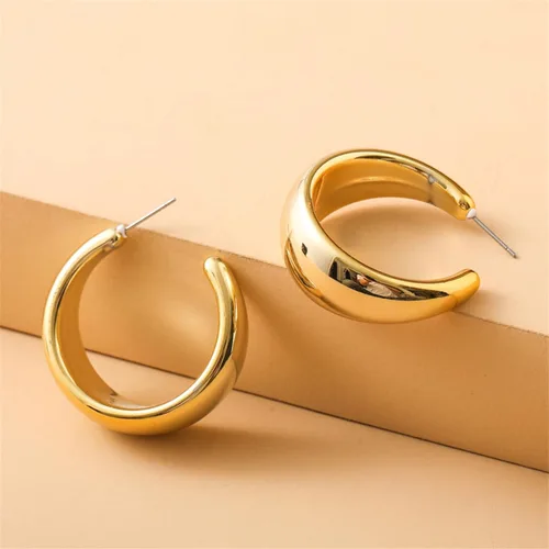 Vista 4 de Juego de aretes de oro para mujer, aretes de aro gruesos, aretes de lágrima dorados, aretes de aro ligeros, regalo de joyería para adolescentes