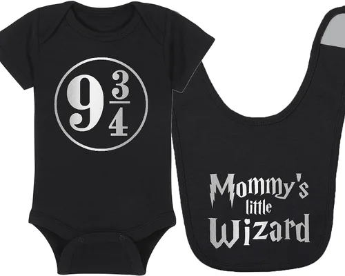 Vista 41 de Sombrero de bebé Wizard - Chosen One (tela negra - diseño dorado)