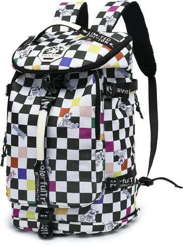 Vista 35 de Kalesi Mochila Bolsa de Lona para Gimnasio 4 Vías Impermeable con Compartimento para Zapatos para Viaje Deporte Senderismo Laptop, 02-Negro