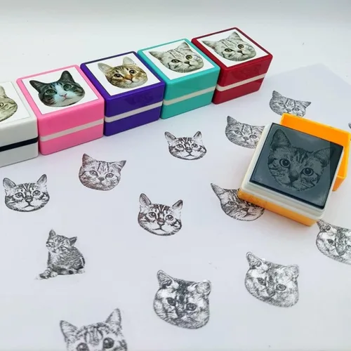 Vista 8 de Sello personalizado para retrato de mascota, sello de cara de mascota personalizado, sello de tinta personalizado, Ta personalizado, sello
