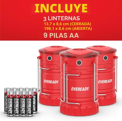 Vista 7 de Eveready LED Camping Lantern 360 PRO (3-Pack), Super Bright Tent Lights, IPX4 Water Resistant LED Lanterns for Power Outage Hurricane Preparedness