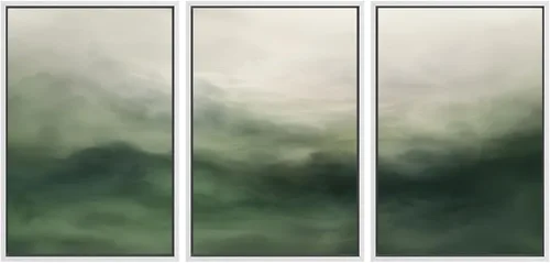 Vista 364 de SIGNWIN Lienzo enmarcado para pared, juego de arte neutro de bosque brumoso, ilustraciones en tono tierra, arte moderno, decorativo, bohemio