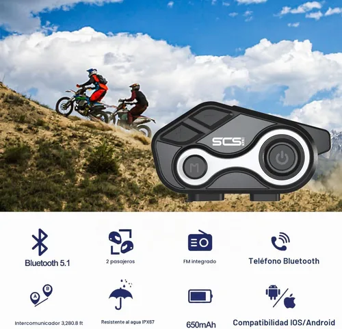 Vista 3 de Intercomunicador Bluetooth S-8X para motocicleta, auriculares para 2-6 conductores de hasta 3,280.8 ft de comunicación, impermeable IP67 con manos