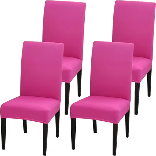 Vista 33 de Juego de 4 fundas para sillas de comedor, fundas elásticas de elastano para sillas de comedor, extraíbles y lavables, protectores desmontables