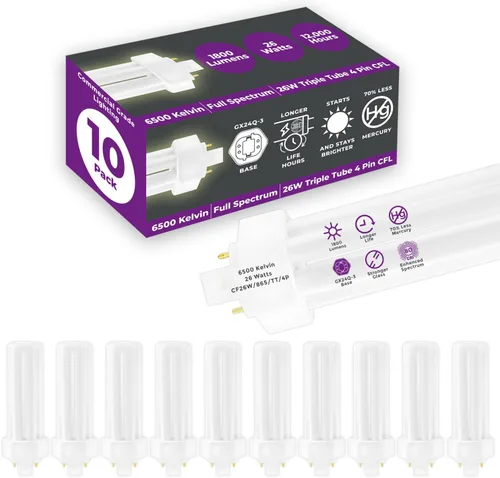 Vista 23 de GoodBulb Bombillas CFL de 13 W, base GX23 de 2 pines, 2700 K, blanco suave, 13 W, alto rendimiento, 800 lúmenes, bombillas fluorescentes compactas