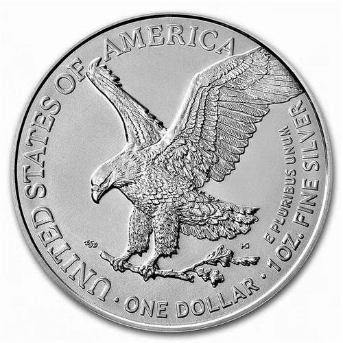 Vista 2 de 2025 American Silver Eagle.999 Plata fina de ley con nuestro Certificado de Autenticidad Smyrnacoin Dólar No circulado US Mint