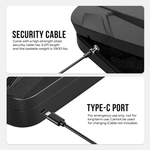 Vista 4 de RPNB Caja fuerte para armas, caja fuerte biométrica para pistola, caja fuerte para pistola para mesita de noche con huella digital biométrica, panel