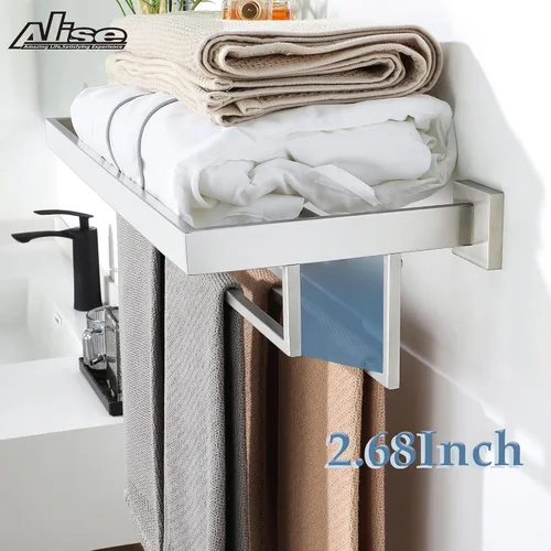 Vista 7 de Alise Toalleros de 16 pulgadas para baño, toallero montado en la pared con barras de toalla dobles, estante de toalla de acero inoxidable SUS 304