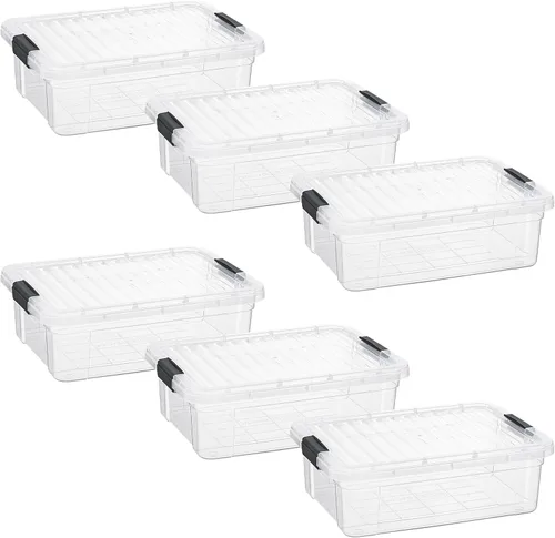 Vista 133 de Superio - Contenedores de almacenamiento de plástico transparente de 1.27 cuartos de galón con tapas, contenedores organizadores apilables, cajas