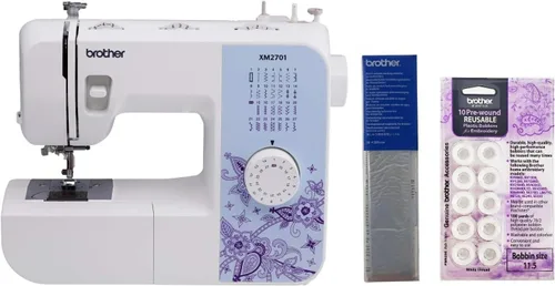 Vista 15 de Máquina de coser Brother XM2701 liviana, con todas las funciones, con 27 puntos, función automática para hacer ojales en 1 paso, 6 pies de costura