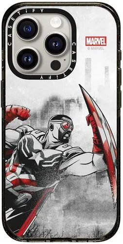 Vista 123 de CASETiFY Funda para iPhone Air, compatible con MagSafe Marvel VS CoLab Protección contra caídas de grado militar 4x de 8.2 pies Funda Capitán