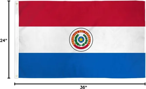 Vista 2 de Bandera de Paraguay de 2 x 3, bandera de país sudamericano, banderín de 24 x 36 pulgadas