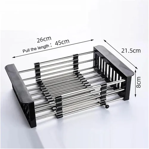 Vista 4 de Expandable Dish Drying Rack, Over the Sink Dish Rack, In On Counter Dish Drainer, Rustproof Stainless Steel for Kitchen(Black)