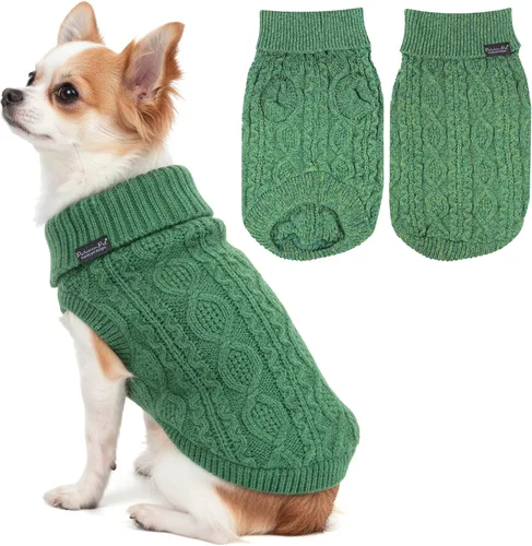 Vista 17 de Parisian Pet Suéteres de Navidad para Perros - Tipo Pullover, Suéter Azul para Perro con Cuello de Tortuga - Suéter Grueso de Punto Trenzado