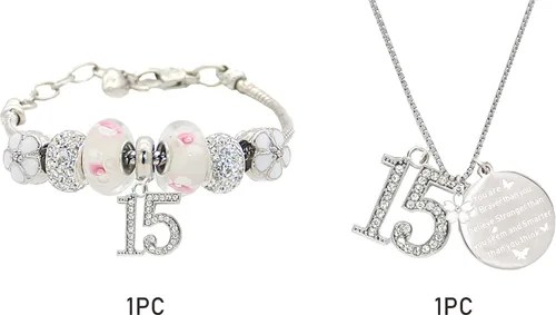 Vista 7 de VeryMerryMakering Collar de pulsera de cumpleaños número 15