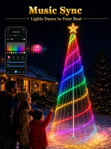 Vista 5 de Popotan Árbol de Navidad de Halloween para exteriores, 7 pies 295 LED