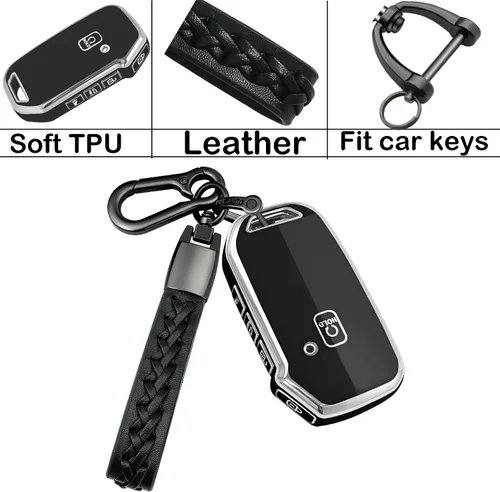 Vista 6 de Kirsnda Funda para llavero Kia, funda con llavero, TPU suave protege la llave del coche, compatible con Cerato Ceed Forte NIRO Sorento Seltos Soul